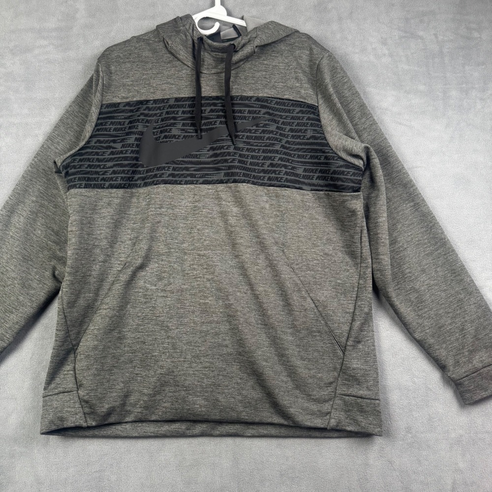 Nike Dri-FIT Mens XL Gray Heather Graphic Logo Hoodie Sweatshirt CU6267-071